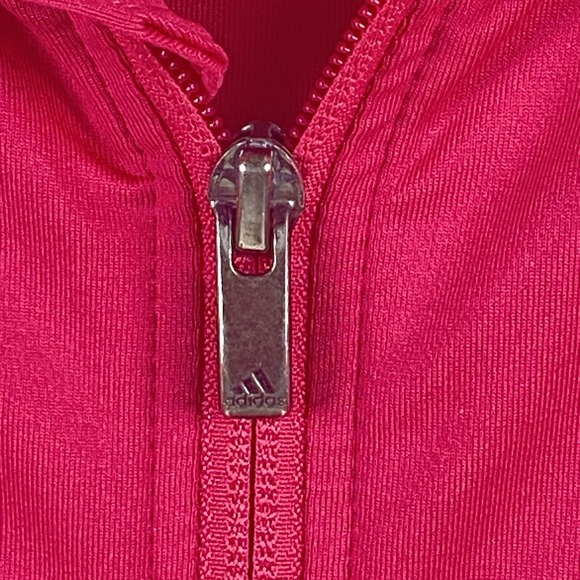Adidas Pink Track Jacket Womens Large Climalite Full Zip 3 Stripe Activewear - Picture 4 of 15